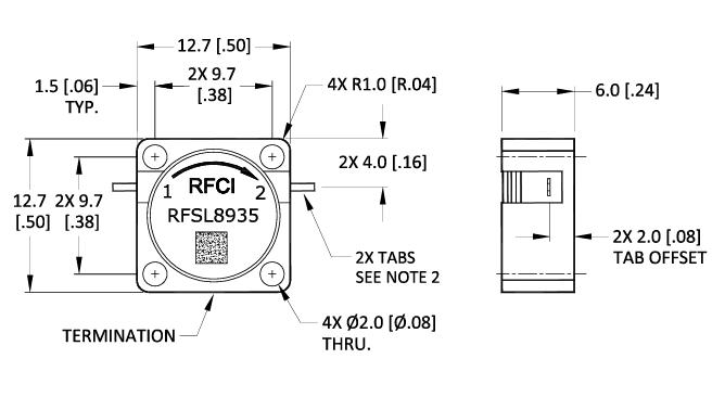 RFCI RFSL8935隔離器尺寸圖 RFCI RFSL8935隔離器尺寸圖