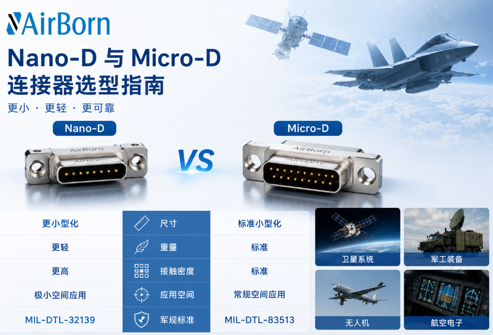AirBorn Nano-D連接器與Micro-D連接器有什么區別？
